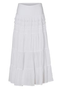 Długa spódnica bonprix biały. Kolor: biały. Materiał: koronka. Długość: długie. Wzór: koronka #1