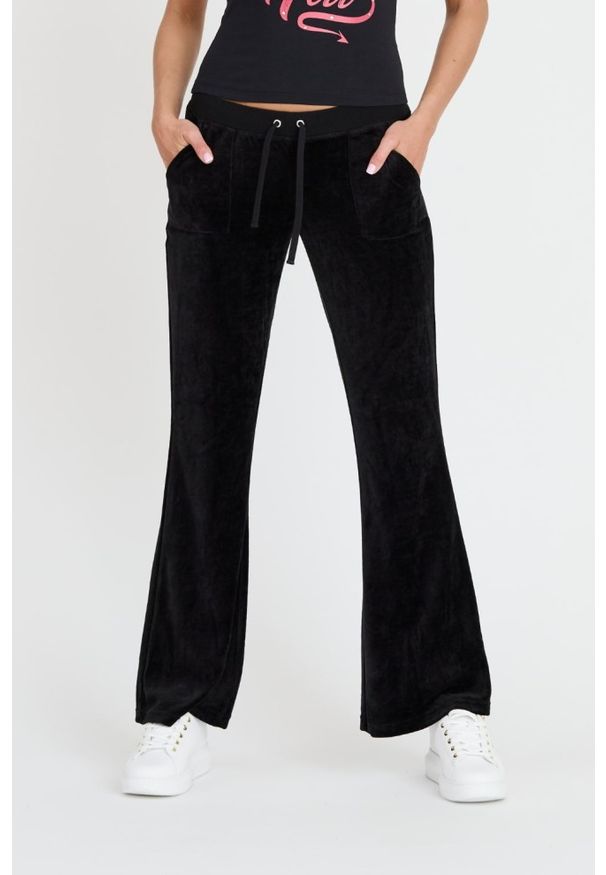 Juicy Couture - JUICY COUTURE Czarne damskie spodnie Caisa Ultra Low Rise, Rozmiar XS. Kolor: czarny