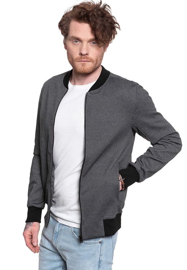 Selected - SELECTED HOMME SLHJUAN BOMBER SWEAT JACKET MĘSKA KURTKA PRZEJŚCIOWA BLACK 16070483