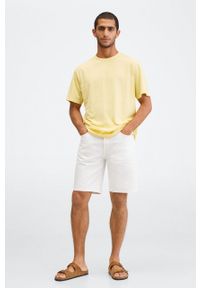 Mango Man t-shirt bawełniany Swim kolor żółty gładki. Okazja: na co dzień. Kolor: żółty. Materiał: bawełna. Wzór: gładki. Styl: casual