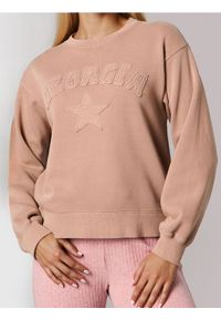 Sinsay - Bluza crewneck w stylu akademickim - brązowy. Kolor: brązowy