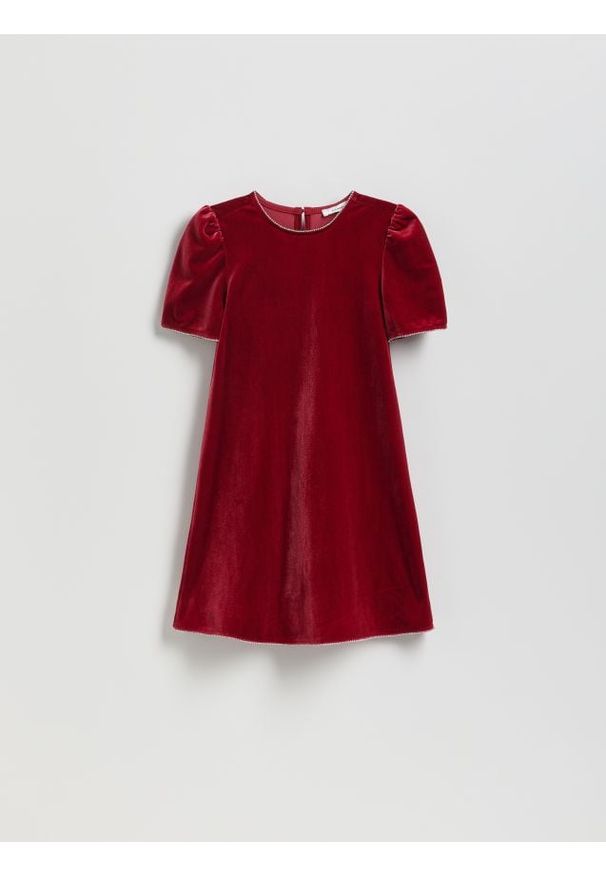 Reserved - Welurowa sukienka - czerwony. Kolor: czerwony. Materiał: welur