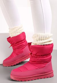 Renee - Różowe Pikowane Śniegowce z Troczkiem Pehn. Zapięcie: bez zapięcia. Kolor: różowy. Wzór: jednolity #4