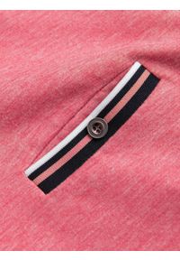 Ombre Clothing - T-shirt męski henley z ozdobnymi ściągaczami - czerwony V1 OM-TSCT-0175 - XXL. Okazja: na co dzień. Typ kołnierza: typu henley. Kolor: czerwony. Materiał: poliester, jedwab, elastan, wiskoza, materiał, żakard. Wzór: aplikacja, paski, kolorowy. Styl: casual, klasyczny #8