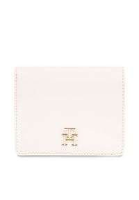 TOMMY HILFIGER - Tommy Hilfiger Mały Portfel Damski Th Spring Chic Med Bifold Wallet AW0AW16011 Écru. Materiał: skóra