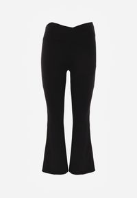 Born2be - Czarne Legginsy Dzwony z Kopertowym Wysokim Stanem Azinuna. Okazja: na co dzień. Stan: podwyższony. Kolor: czarny. Materiał: materiał. Styl: casual, sportowy #5