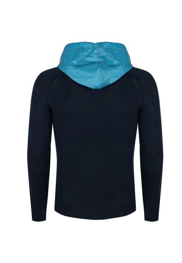 Takeshy Kurosawa Sweter "With Hood" | 83149 | Maglia | Mężczyzna | Niebieski. Okazja: na co dzień. Kolor: niebieski. Materiał: wełna, akryl. Wzór: aplikacja. Styl: casual