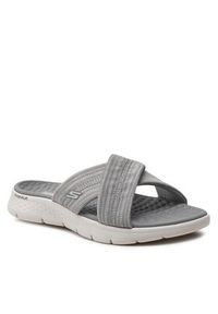 skechers - Skechers Klapki Go Walk Flex Sandal-Impressed 141420/GRY Szary. Kolor: szary. Materiał: materiał