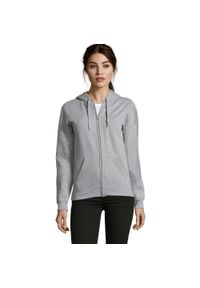 SOL'S - Damska Bluza Z Kapturem Seven Full Zip. Typ kołnierza: kaptur. Kolor: szary