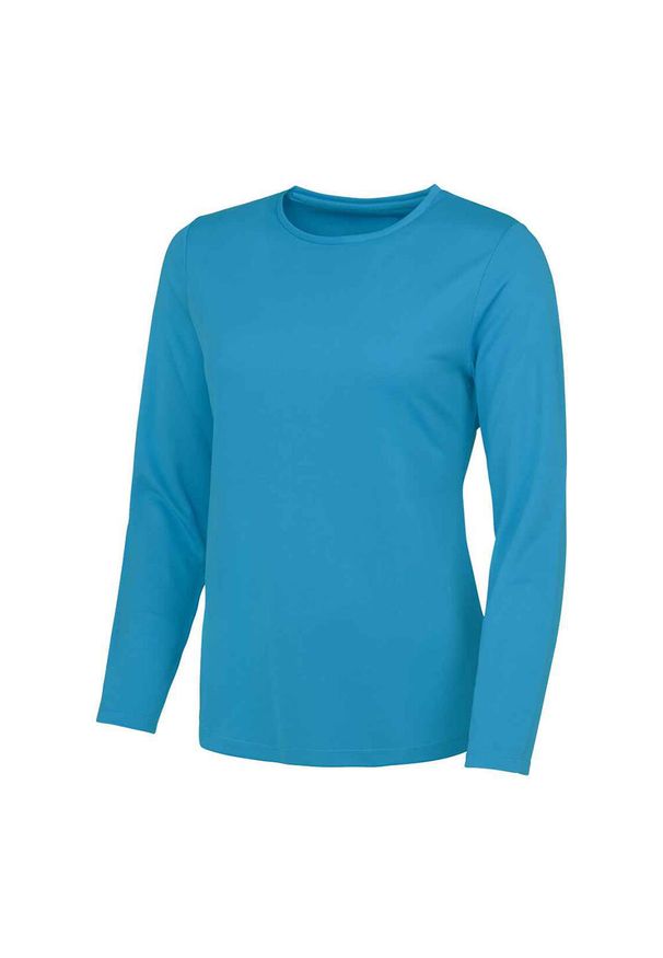 JUST COOL - Koszulka Damska Z Długim Rękawem. Kolor: niebieski. Długość rękawa: długi rękaw. Długość: długie. Sport: turystyka piesza