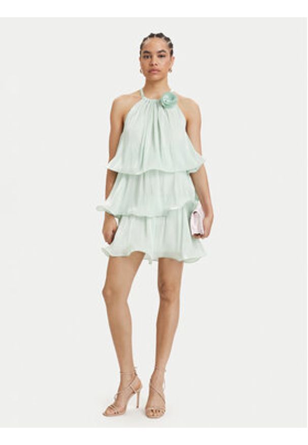 ACCESS FASHION Sukienka koktajlowa 63-3023-308 Zielony jasny Regular Fit. Kolor: zielony. Materiał: syntetyk. Styl: wizytowy