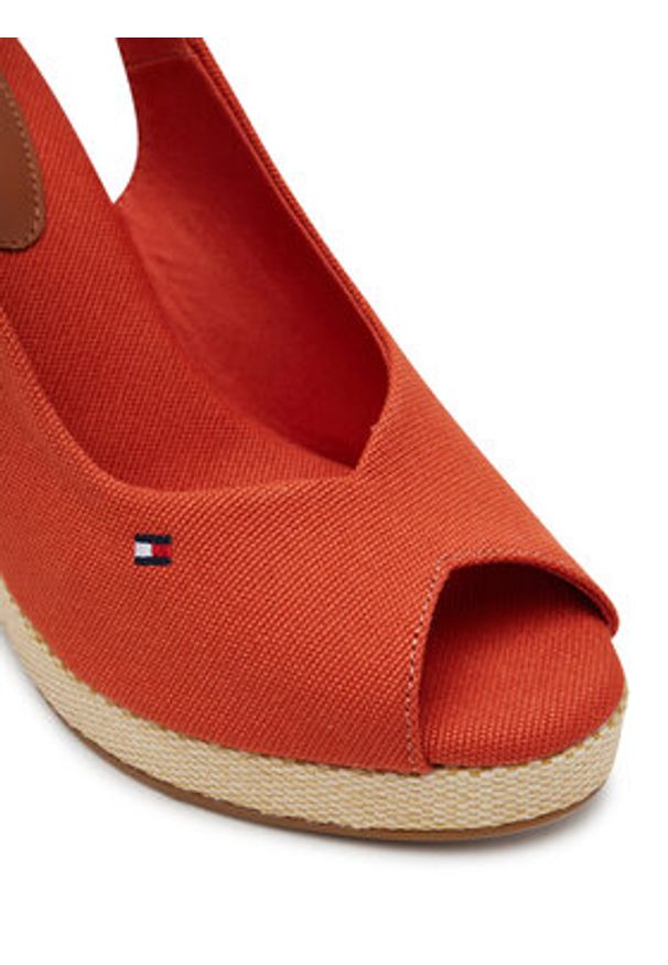 TOMMY HILFIGER - Tommy Hilfiger Espadryle Flag High Wedge Espad Slingback FW0FW08597 Pomarańczowy. Kolor: pomarańczowy. Materiał: materiał