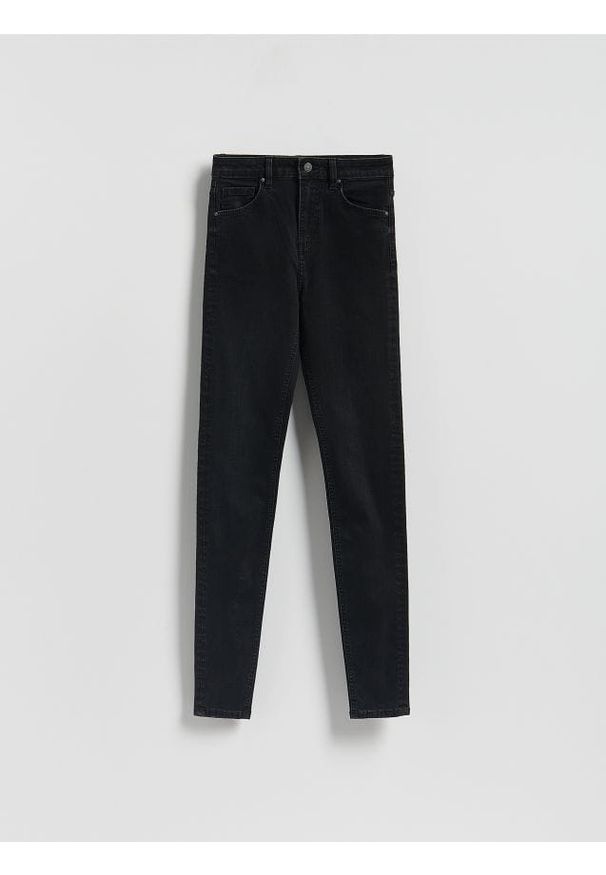 Reserved - Jeansy slim high waist - czarny. Stan: podwyższony. Kolor: czarny