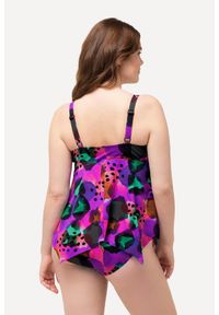 ULLA POPKEN - Damskie Tankini kombinacja wzorów ozdobne kółko miękkie miseczki. Kolekcja: plus size. Kolor: różowy. Materiał: elastan, poliamid, materiał