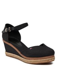 TOMMY HILFIGER - Tommy Hilfiger Espadryle Basic Close Toe Mid Wedge FW0FW04787 Czarny. Kolor: czarny. Materiał: materiał #5