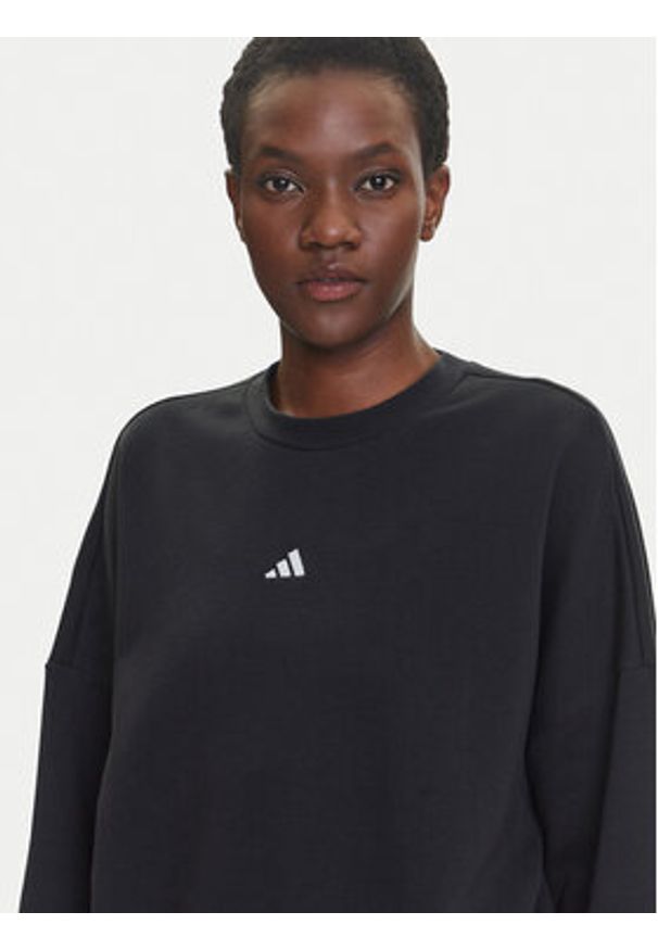 Adidas - adidas Bluza Essentials Small Logo Feelcozy JC5932 Czarny Loose Fit. Kolor: czarny. Materiał: bawełna