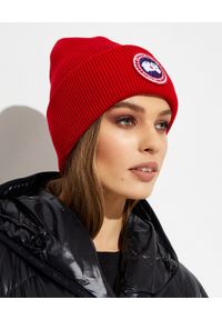 CANADA GOOSE - Czerwona czapka beanie. Kolor: czerwony. Materiał: wełna. Sezon: zima #3
