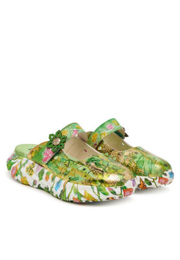 Laura Vita Klapki Sofiao 13 Zielony. Kolor: zielony. Materiał: skóra