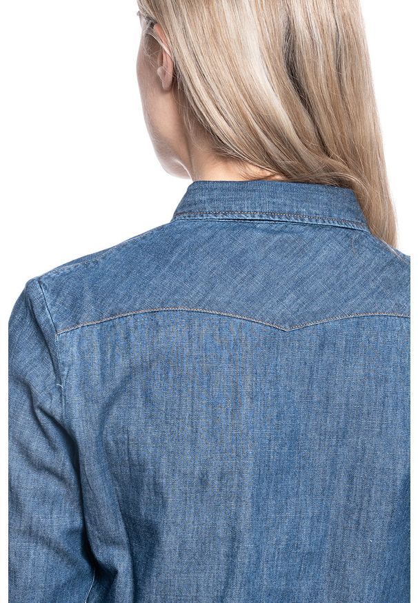 Wrangler - KOSZULA DAMSKA WRANGLER LS DENIM SHIRT DARK INDIGO W5Z12AX1E. Materiał: denim