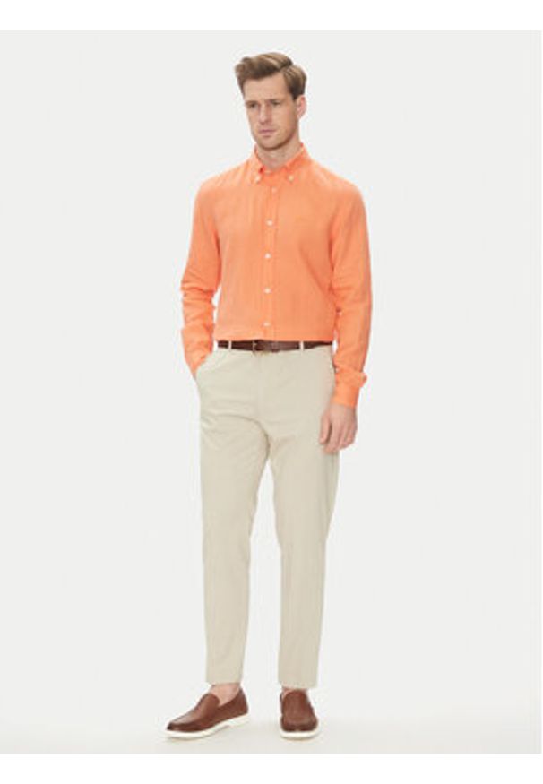 BOSS Koszula H-Roan-Bd-E-C1-243 50520283 Pomarańczowy Slim Fit. Kolor: pomarańczowy. Materiał: len