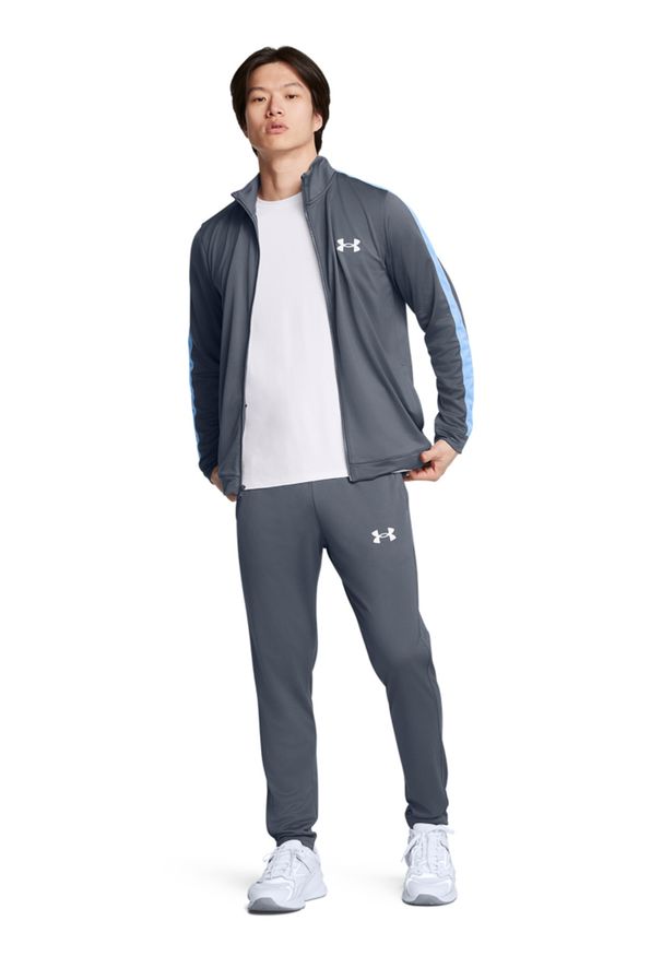 Komplet dresowy męski Under Armour UA Knit Track Suit - szary. Kolor: szary. Materiał: dresówka. Wzór: gładki. Styl: klasyczny