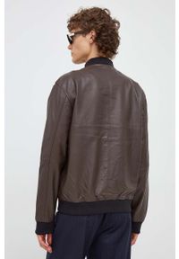 Bruuns Bazaar kurtka bomber skórzana męska kolor brązowy przejściowa. Kolor: brązowy. Materiał: skóra #2