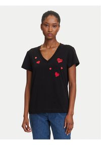 Karl Lagerfeld - KARL LAGERFELD T-Shirt A3W17017 Czarny Regular Fit. Typ kołnierza: dekolt w karo. Kolor: czarny. Materiał: bawełna #1