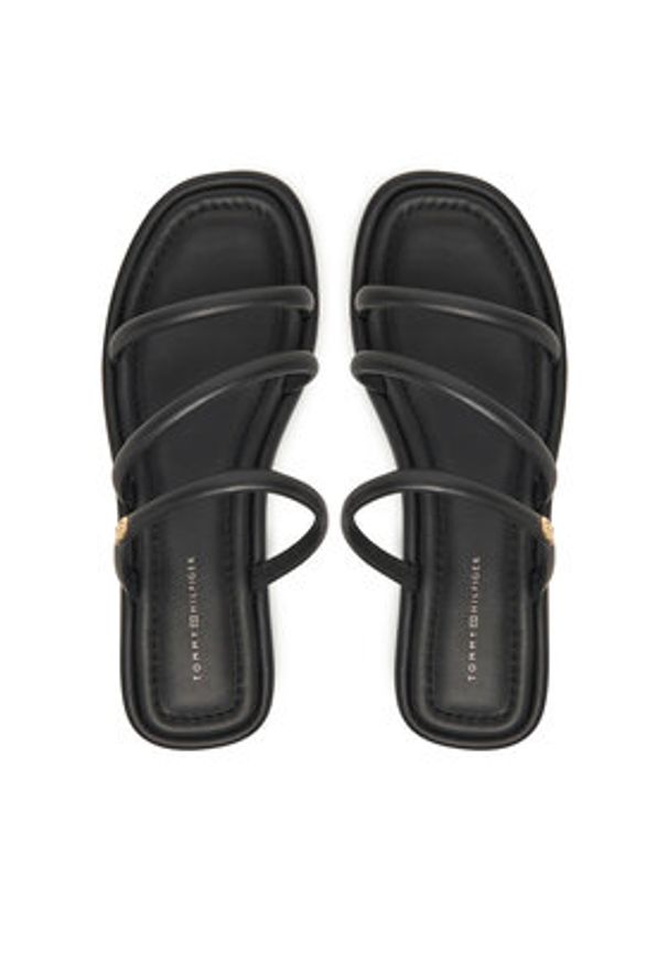 TOMMY HILFIGER - Tommy Hilfiger Klapki Strappy Leather Mule FW0FW08939 Czarny. Kolor: czarny. Materiał: skóra