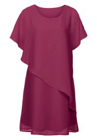Sukienka z tkaniny bonprix magenta. Kolor: fioletowy. Materiał: materiał, tkanina, poliester. Typ sukienki: asymetryczne #1