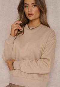 Renee - Ciemnobeżowa Bluza z Polarową Podszewką Heseh. Okazja: na co dzień. Kolor: beżowy. Materiał: polar. Długość rękawa: długi rękaw. Długość: długie. Wzór: gładki, jednolity. Sezon: zima, jesień. Styl: klasyczny, casual #3