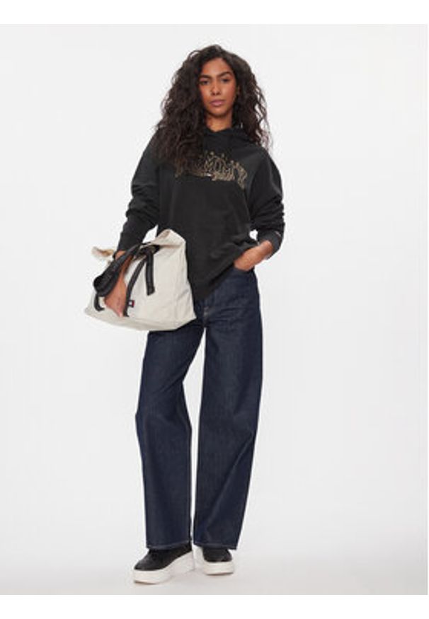 Tommy Jeans Bluza Luxe Varsity DW0DW16410 Czarny Relaxed Fit. Kolor: czarny. Materiał: bawełna, syntetyk