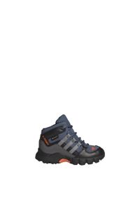 Buty turystyczne dla dzieci Adidas Terrex Mid GTX. Kolor: pomarańczowy, wielokolorowy, niebieski, szary. Model: Adidas Terrex. Sport: turystyka piesza