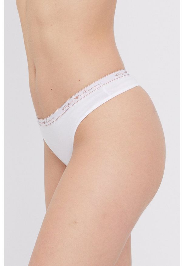 Emporio Armani Underwear - Emporio Armani - Stringi. Kolor: biały. Materiał: materiał