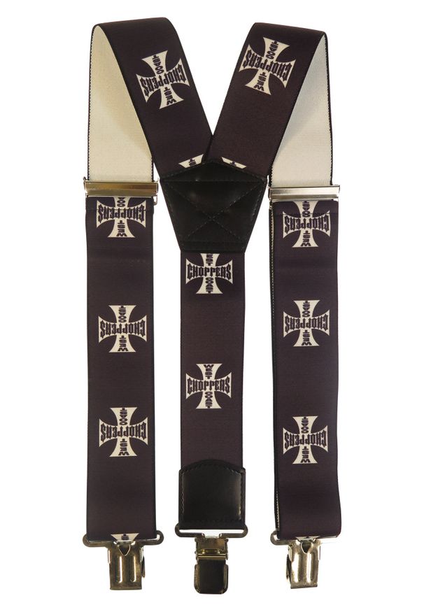 Modini - Szerokie Czarne szelki Choppers T23. Kolor: czarny. Materiał: skóra, guma