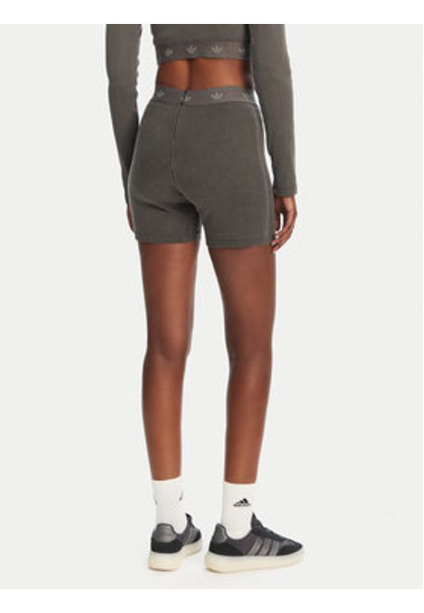 Adidas - adidas Kolarki Ribbed Booty JC7554 Szary Slim Fit. Kolor: szary. Materiał: bawełna