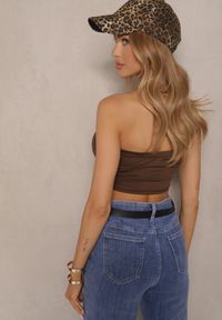 Renee - Brązowy Top z Elastycznej Tkaniny z Gumką z Tyłu Fynla. Kolor: brązowy. Materiał: tkanina. Długość rękawa: bez rękawów #4