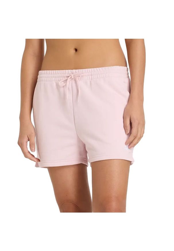 Spodenki damskie New Balance WS41500RSG - różowe. Kolor: różowy. Materiał: poliester, bawełna, dresówka, tkanina. Długość: krótkie