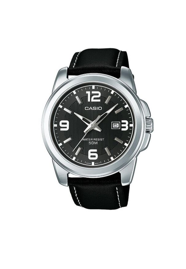 Casio Zegarek MTP-1314L-8AVEF Czarny. Kolor: czarny. Materiał: skóra