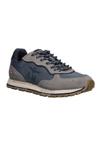 Aeronautica Militare - AERONAUTICA MILITARE Szaro-niebieskie sneakersy męskie ze skórą zamszową, Rozmiar 44. Okazja: na co dzień. Kolor: niebieski. Materiał: skóra, zamsz #4