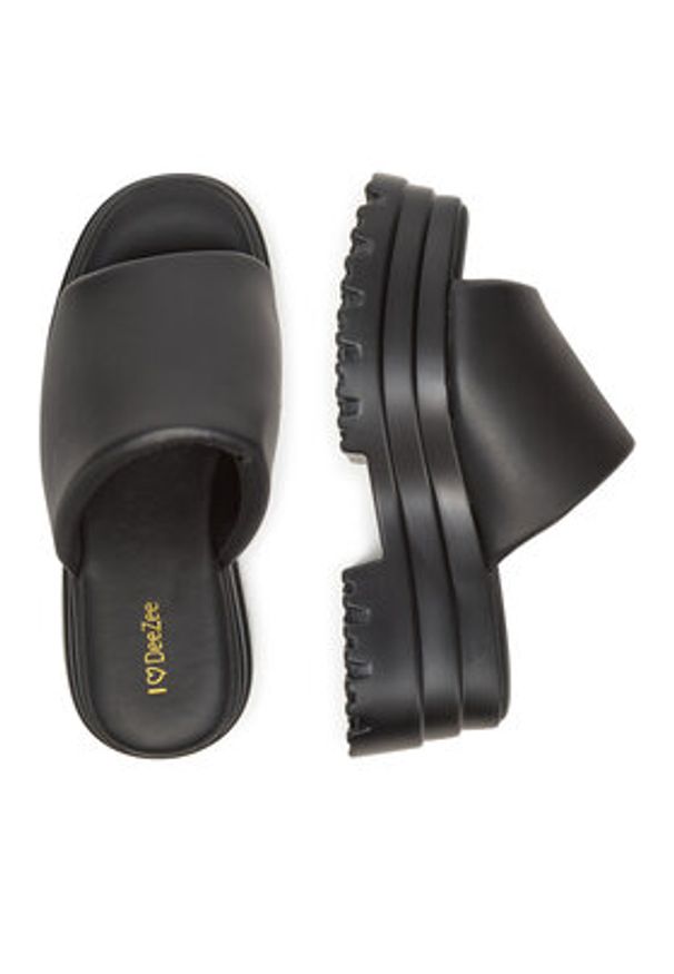DeeZee Klapki 8602-1A Czarny. Kolor: czarny. Materiał: skóra