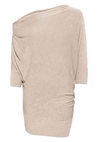 Sweter asymetryczny bonprix beżowy melanż. Kolor: beżowy. Materiał: materiał, akryl, wiskoza. Wzór: melanż #1
