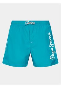 Pepe Jeans Szorty kąpielowe Logo Swimshort PMB10393 Niebieski Regular Fit. Kolor: niebieski. Materiał: syntetyk
