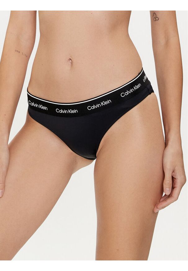Calvin Klein Swimwear Dół od bikini KW0KW02428 Czarny. Kolor: czarny. Materiał: syntetyk