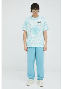 Levi's® - Levi's spodnie dresowe bawełniane Gold Tab™ kolor niebieski z aplikacją. Kolor: niebieski. Materiał: bawełna, dresówka. Wzór: aplikacja #3
