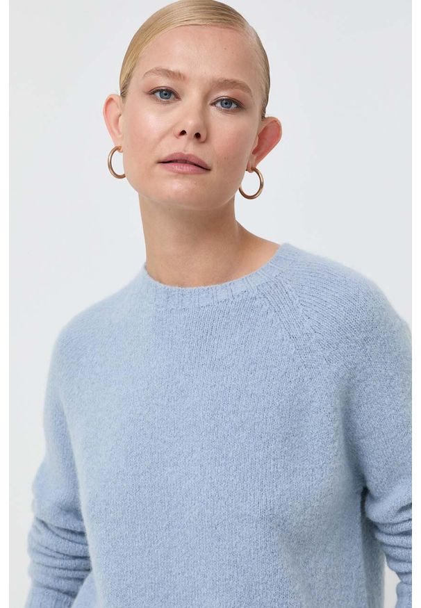 Weekend Max Mara sweter z domieszką wełny damski kolor niebieski. Kolor: niebieski. Materiał: wełna. Długość rękawa: raglanowy rękaw. Styl: klasyczny