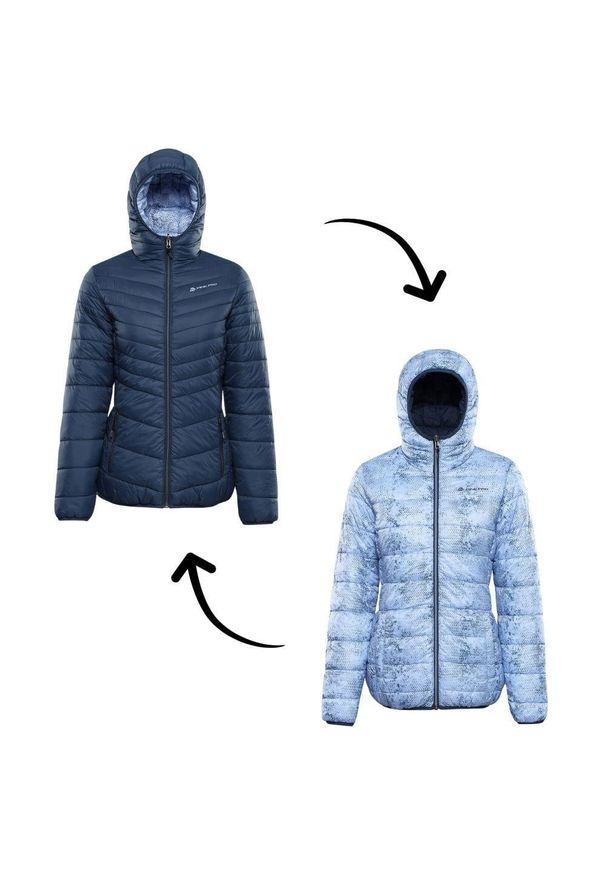 ALPINE PRO - Kurtka damska ocieplana dwustronna Alpine Pro Eroma. Kolor: niebieski. Materiał: puch. Sport: turystyka piesza