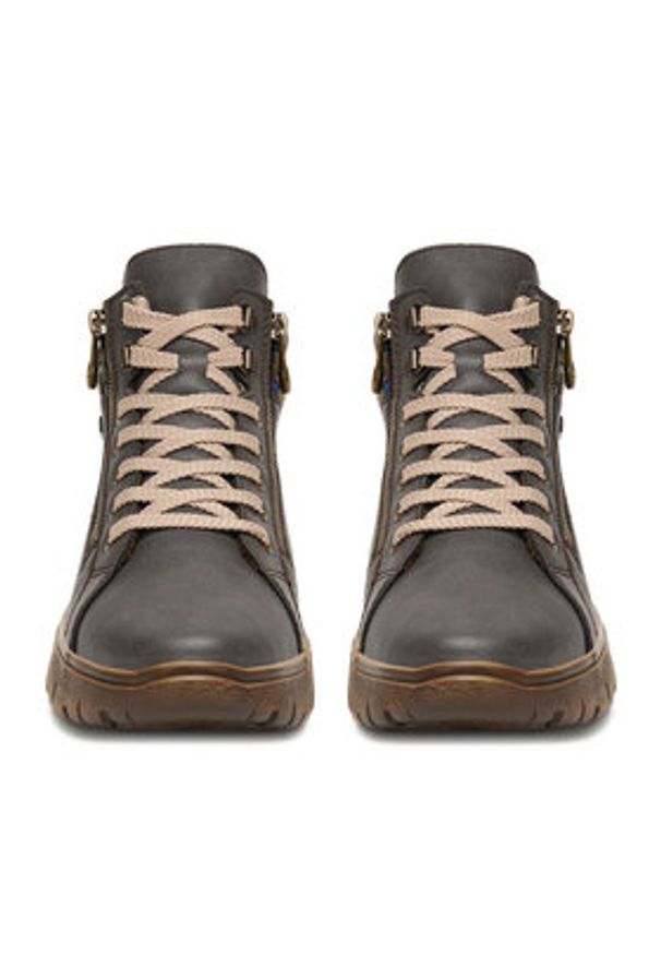 Rieker Trzewiki N1305-45 Szary. Kolor: szary. Materiał: skóra