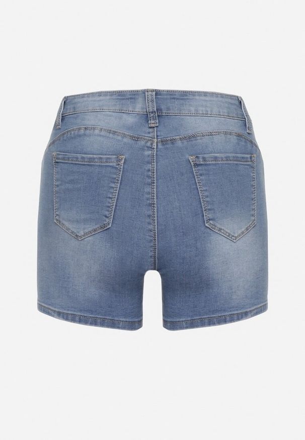 Born2be - Niebieskie Szorty Jeansowe z Ozdobną Kokardką i Wysokim Stanem Ilbia. Okazja: na imprezę. Stan: podwyższony. Kolor: niebieski. Materiał: jeans. Sezon: lato. Styl: elegancki