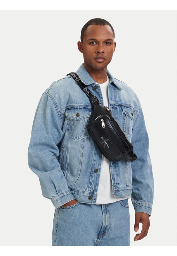 Calvin Klein Nerka Bold Logo Webbing LV04D3419G Czarny. Kolor: czarny. Materiał: skóra