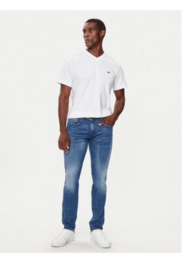 Lacoste T-Shirt TH5077 Biały Regular Fit. Kolor: biały. Materiał: bawełna